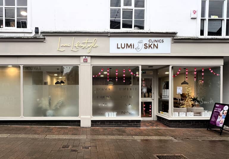Lumi SKN Clinics storefront graphics